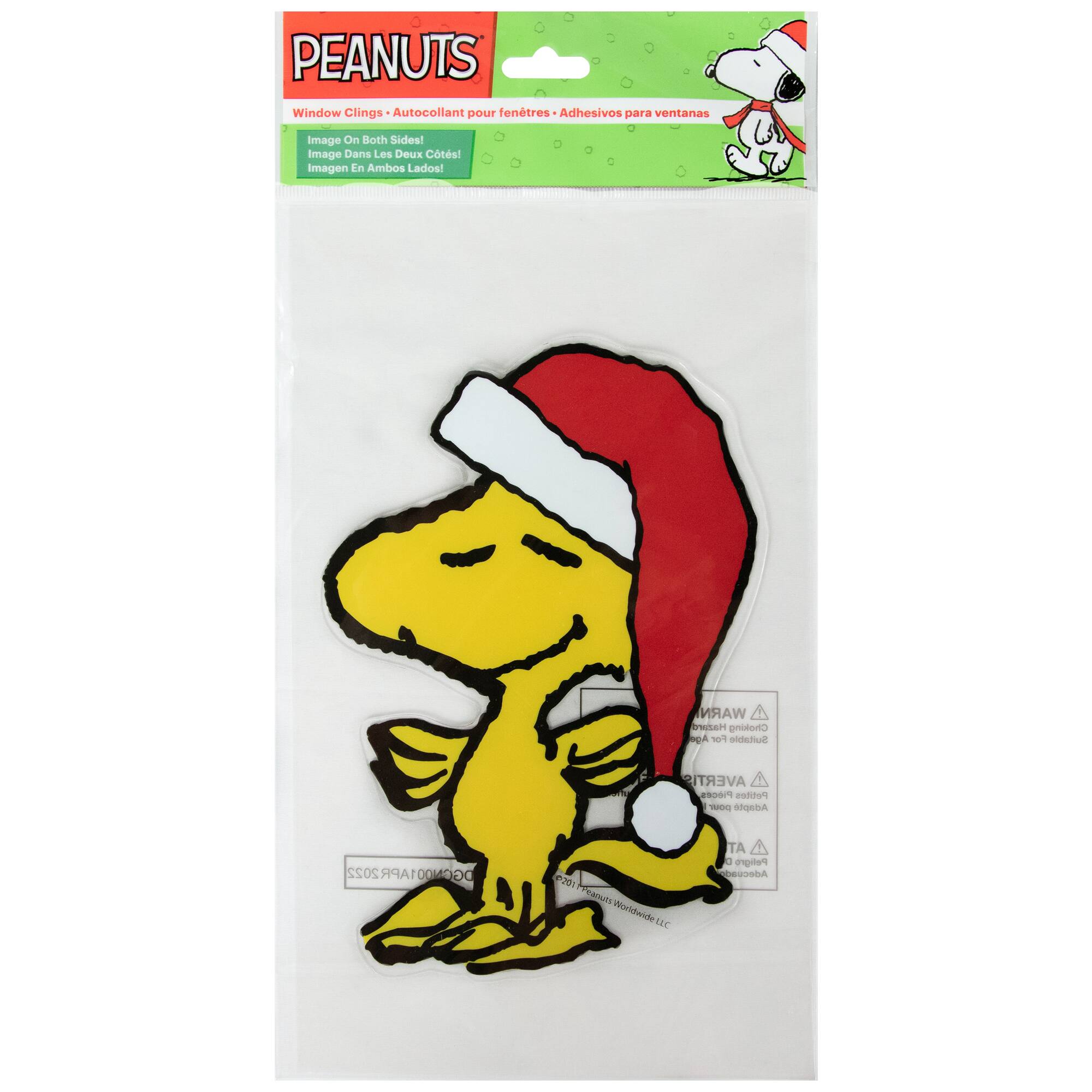PEANUTS  
Window Clings - Autocollant pour fenêtres - Adhesivos para ventanas  
Image On Both Sides! Image Dans Les Deux Côtés! Imagen En Ambos Lados!  

WARN: Choking Hazard - Small Parts. Not for children under 3 years.  
AVERTISSEMENT: Péril d'étouffement - Petites pièces. Ne convient pas aux enfants de moins de 3 ans.  
ADVERTENCIA: Peligro de asfixia - Piezas pequeñas. No es adecuado para niños menores de 3 años.  

© 2017 Peanuts Worldwide LLC  
© 2017 Peanuts Worldwide LLC