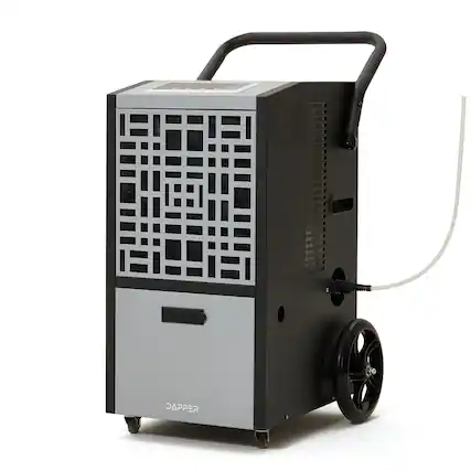 Front. Dapper Supply - 105 Pint Commercial Dehumidifier with Pump and Hose 2 Speed Fan 8000 Sq Ft Coverage ETL Certified - Grey.