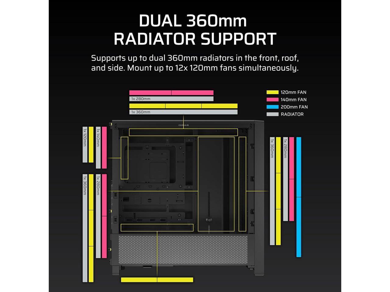 CORSAIR Frame 4000D Black Steel / Tempered Glass ATX Mid Tower