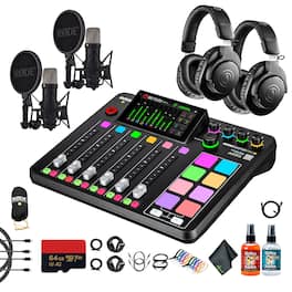 RODE - RODECaster Pro II + Headphones + Podcast Microphone + 64GB Micro SD + More (Bundle)