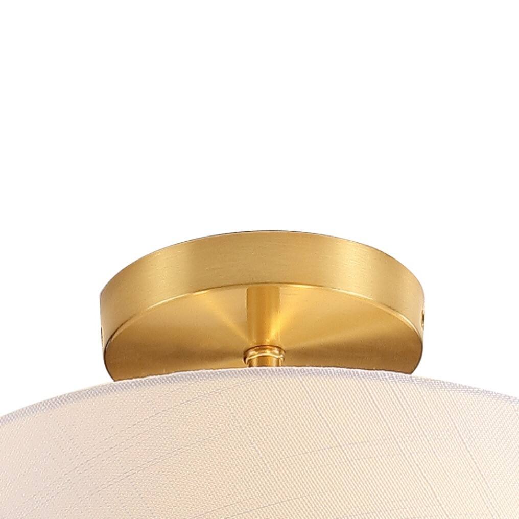 Alt View 4. Jonathan Y - Isabella 15" 3-Light Modern Contemporary Metal Tapered Drum LED Semi Flush Mount, Brass Gold - Brass Gold.