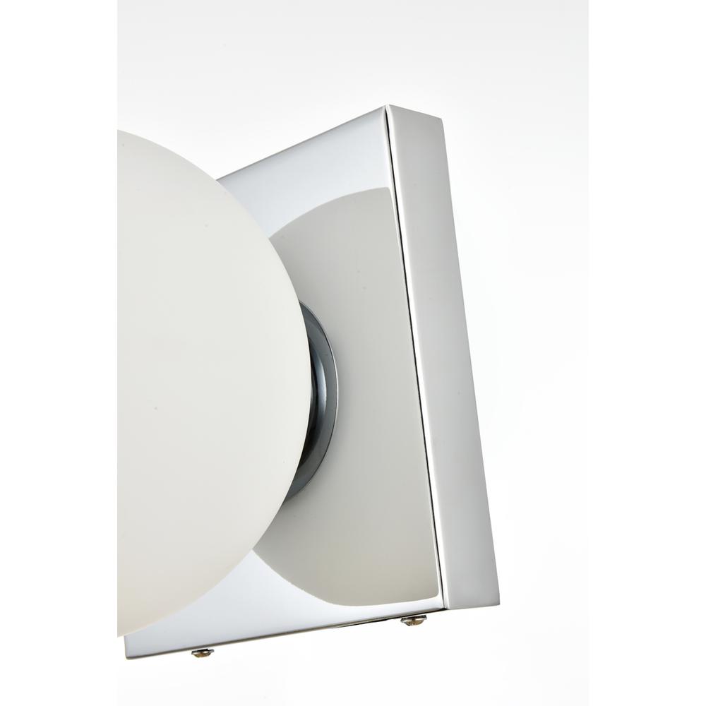 Alt View 1. Living District - Jaylin 1 light Chrome and frosted white Bath Sconce - Chrome And Frosted White.