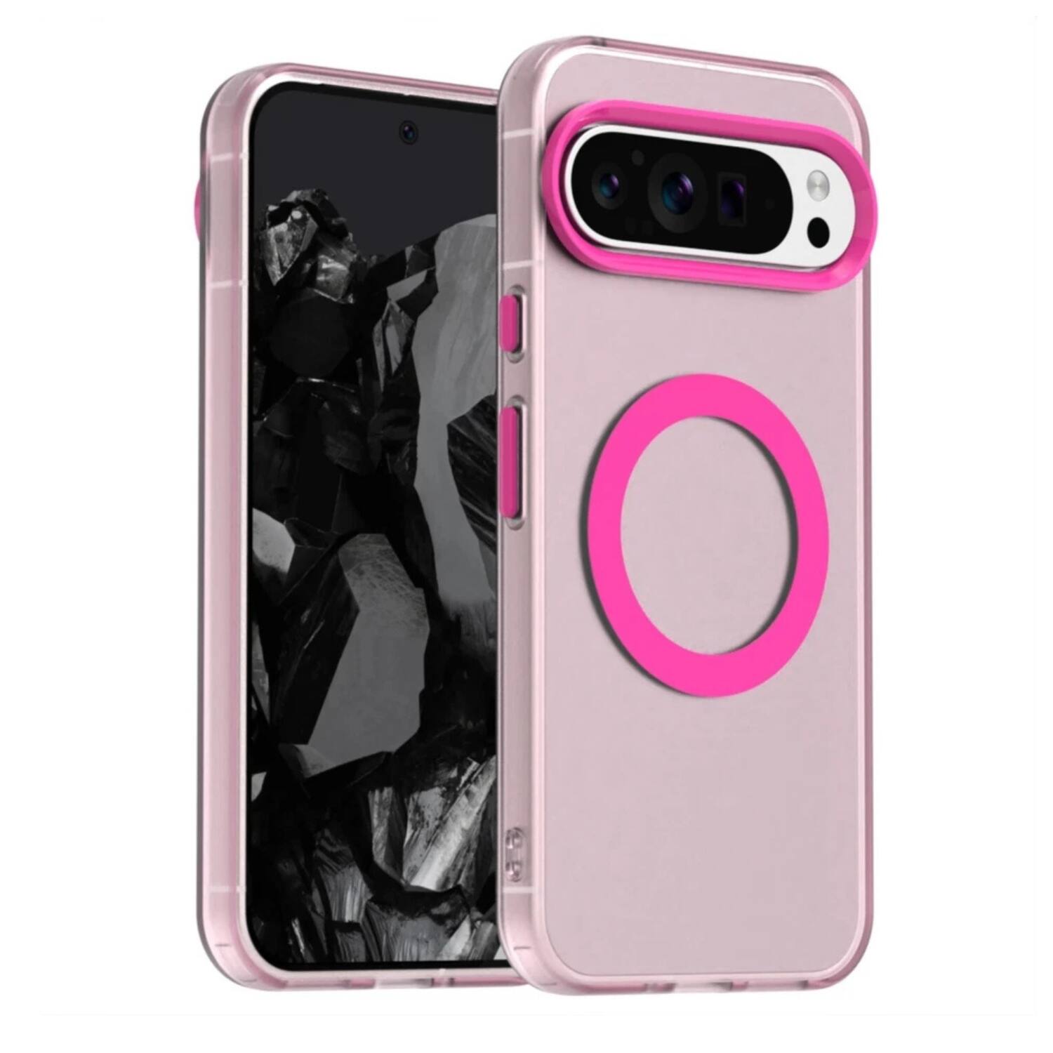 Front. Stock Preferred - MagSafe Translucent Matte Case for Google Pixel 9 / 9 Pro Rose - Rose.
