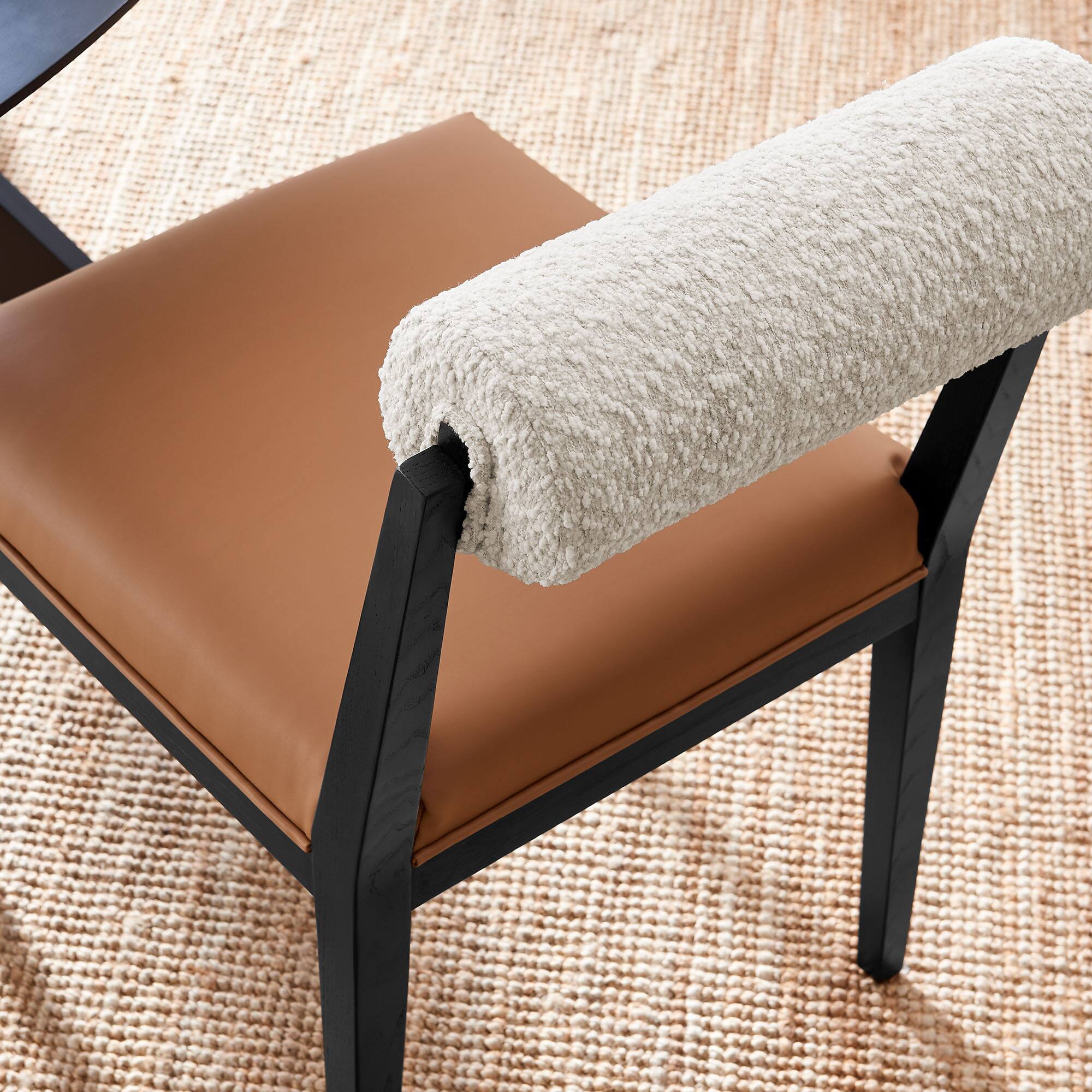 Alt View 5. Modway - Kai Boucle and Vegan Leather Dining Chair by Modway - Black.