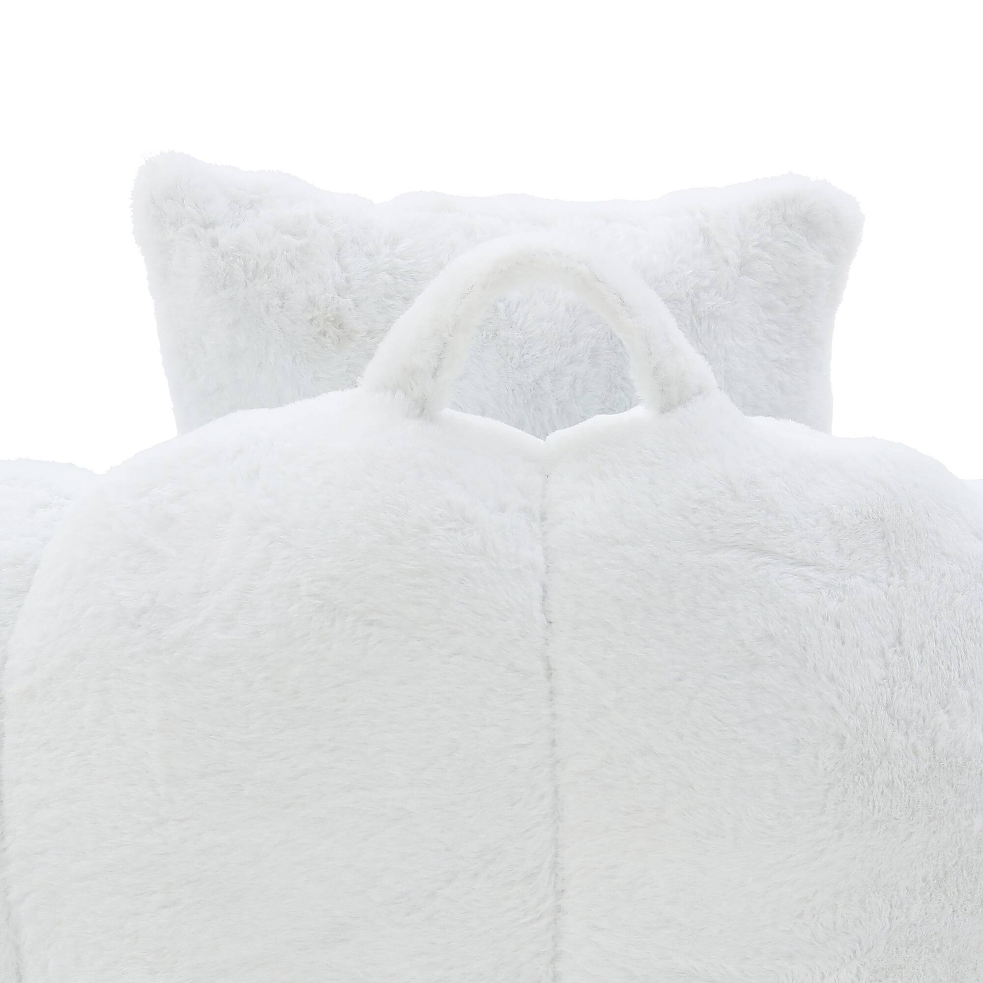 Alt View 6. GOODSILO - Oversized Shell-Shaped Faux Fur Bean Bag Chair with Matching Footstool for Living Room and Bedroom Lounging - White.