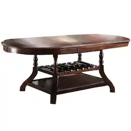 Manhattan Lane - Oval Shaped Wooden Dining Table with Open Bottom Shelf and Storage Base - Brown