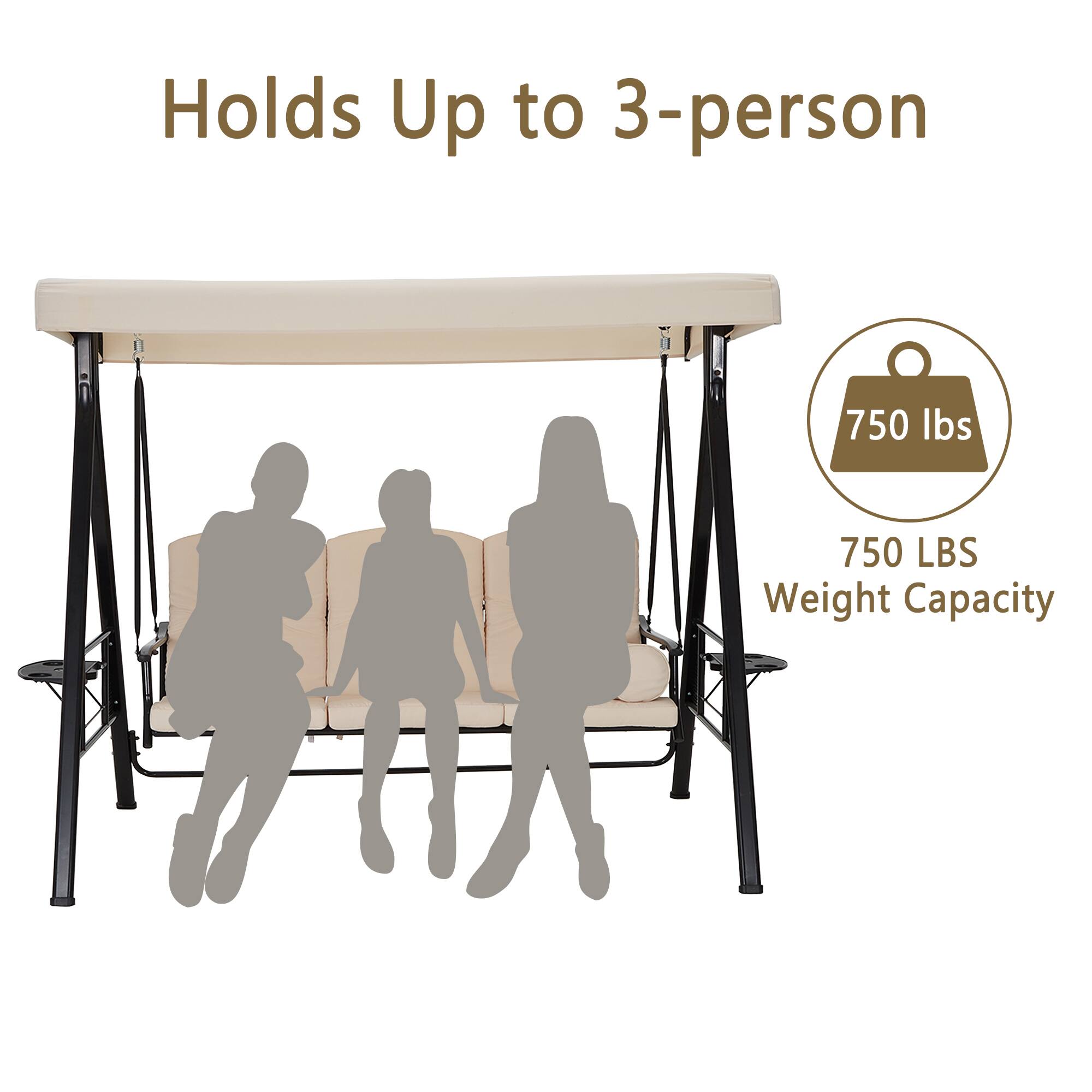 Holds Up to 3-person  
750 LBS Weight Capacity