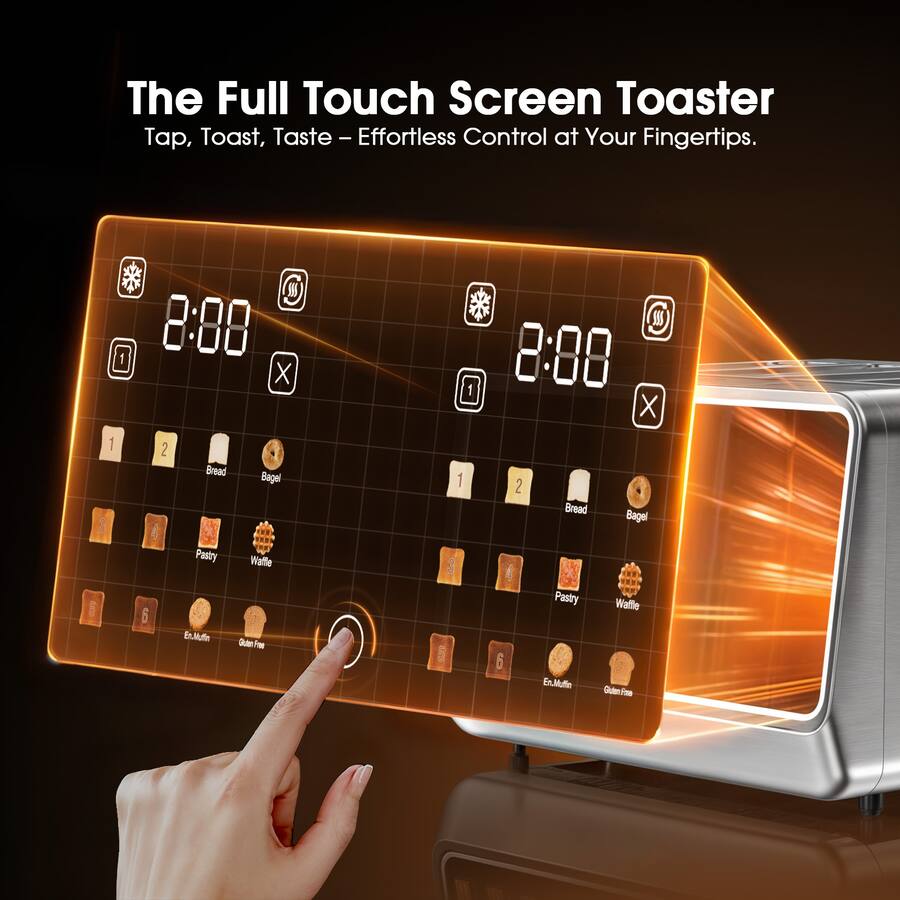 Toaster Keyboard Teendow Touch Screen Toaster 4 Slice, 1800W Stainless Steel Digital ...