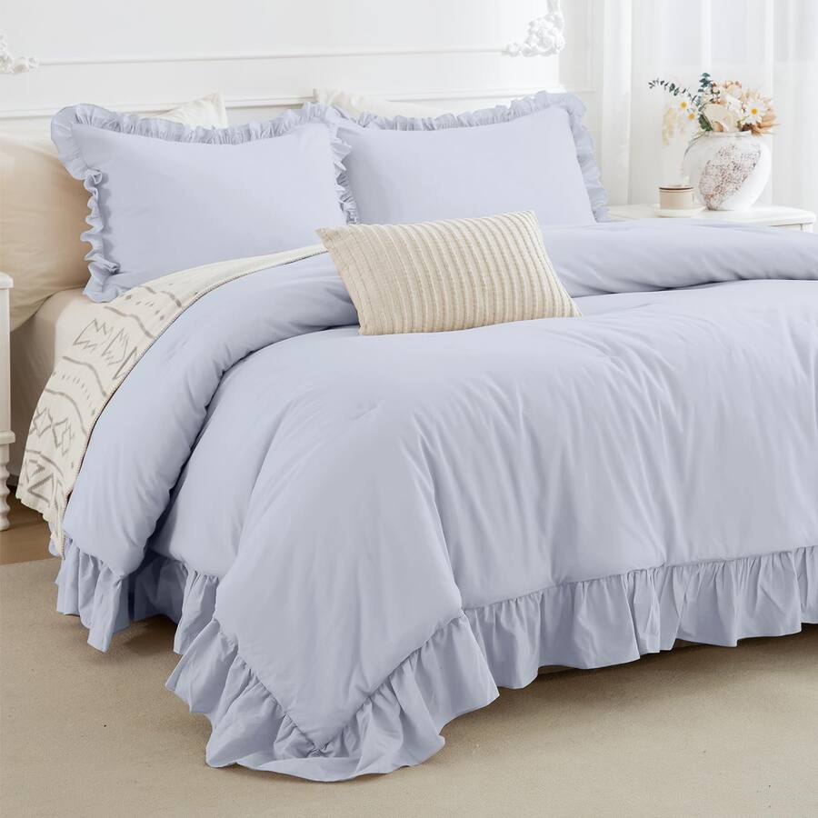 Dapper Styles Cotton King Comforter Set Farmhouse Cornflower Shabby ...