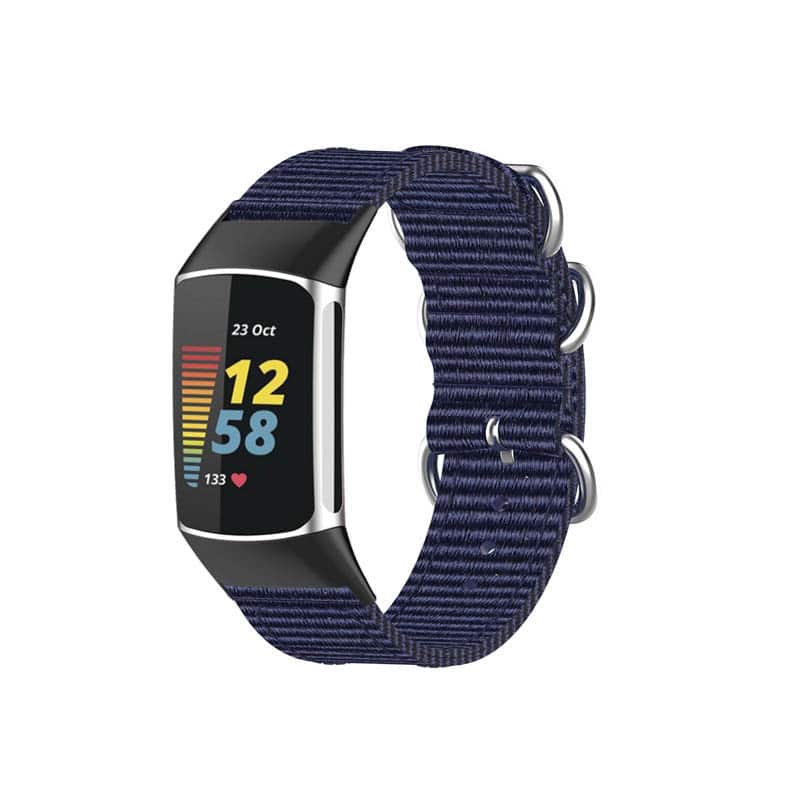 StrapsCo - Military Strap Nylon Watch Band For Fitbit Charge 6 - Navy