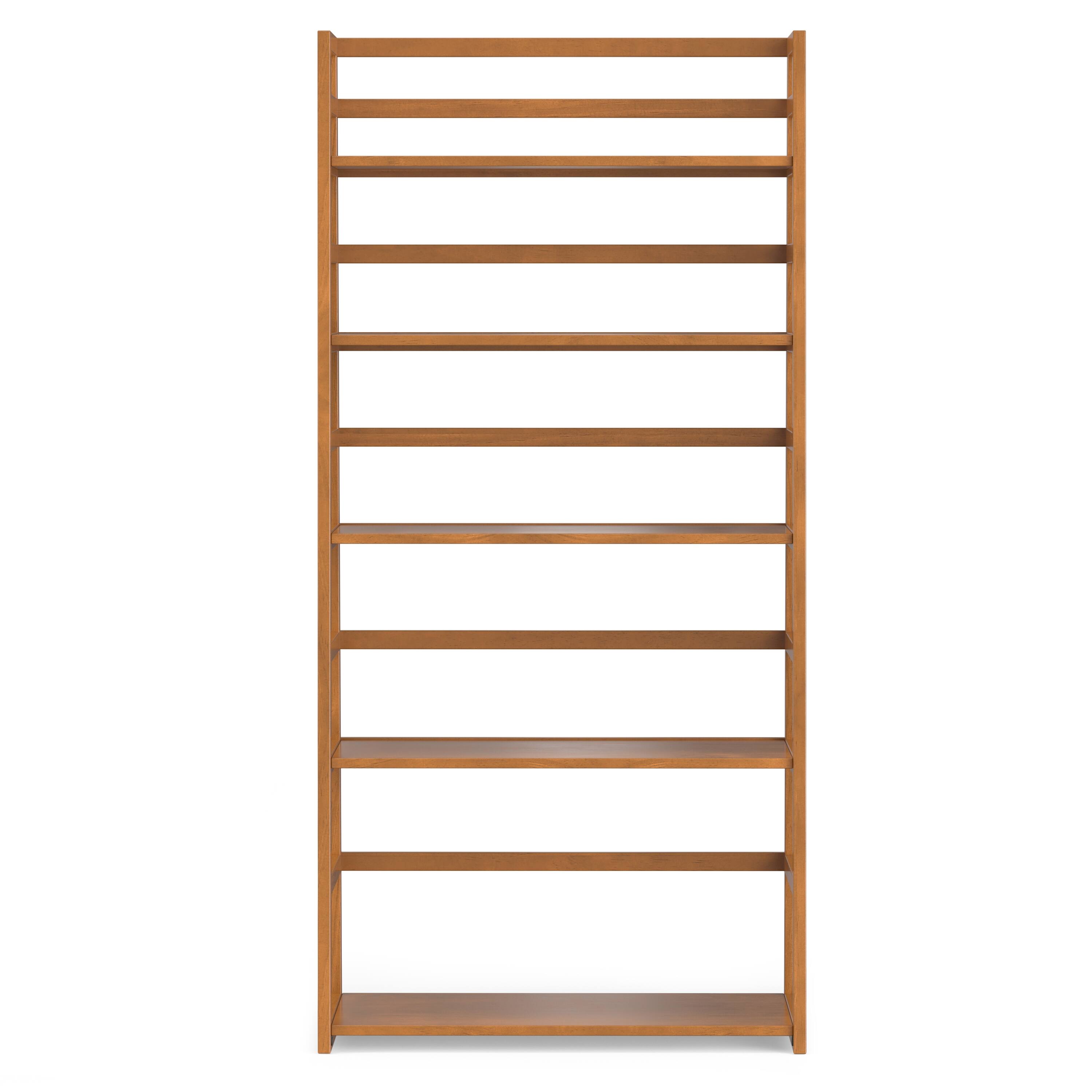 Left. Simpli Home - Acadian 30 inch 5 Shelf Ladder Bookcase (Set of 2) - Light Golden Brown.
