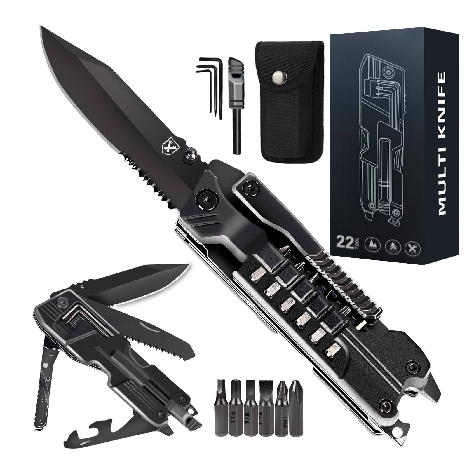 Dapper Styles - Multitool Pocket Folding For Men 21 In 1 Christmas Stocking Stuffers Anniversary Birthday Gifts Dad Him - 21 in 1 Knife