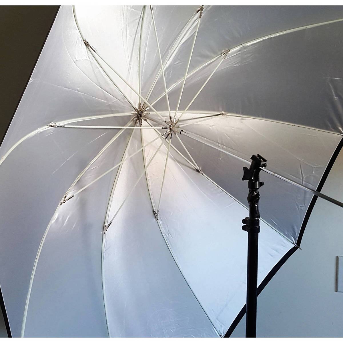 Alt View 3. Photek - Photek Goodlighter 60" Umbrella with Fiberglass Frame and 7mm Permanent Shaft, Silver.