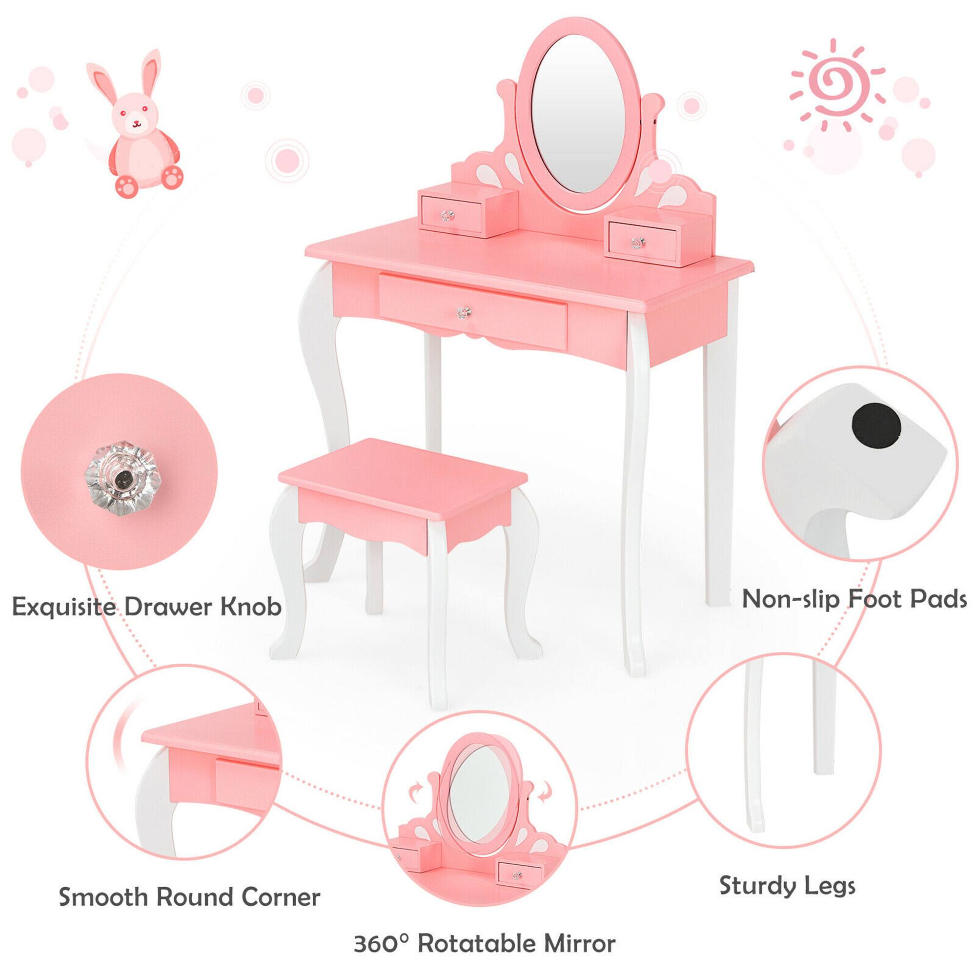 Exquisite Drawer Knob, Non-slip Foot Pads, Smooth Round Corner, Sturdy Legs, 360° Rotatable Mirror