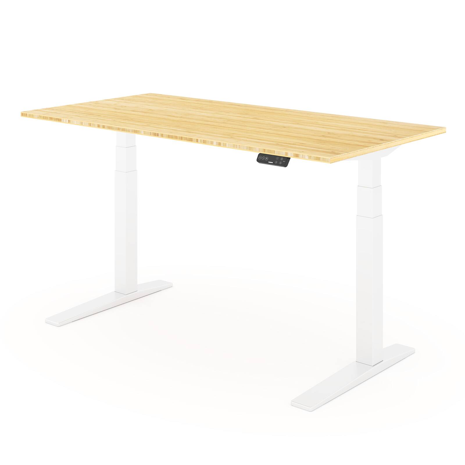 Angle. FlexiSpot - FlexiSpot E7Pro 60''W Electric Adjustable Standing Desk, Bamboo/White - Bamboo.