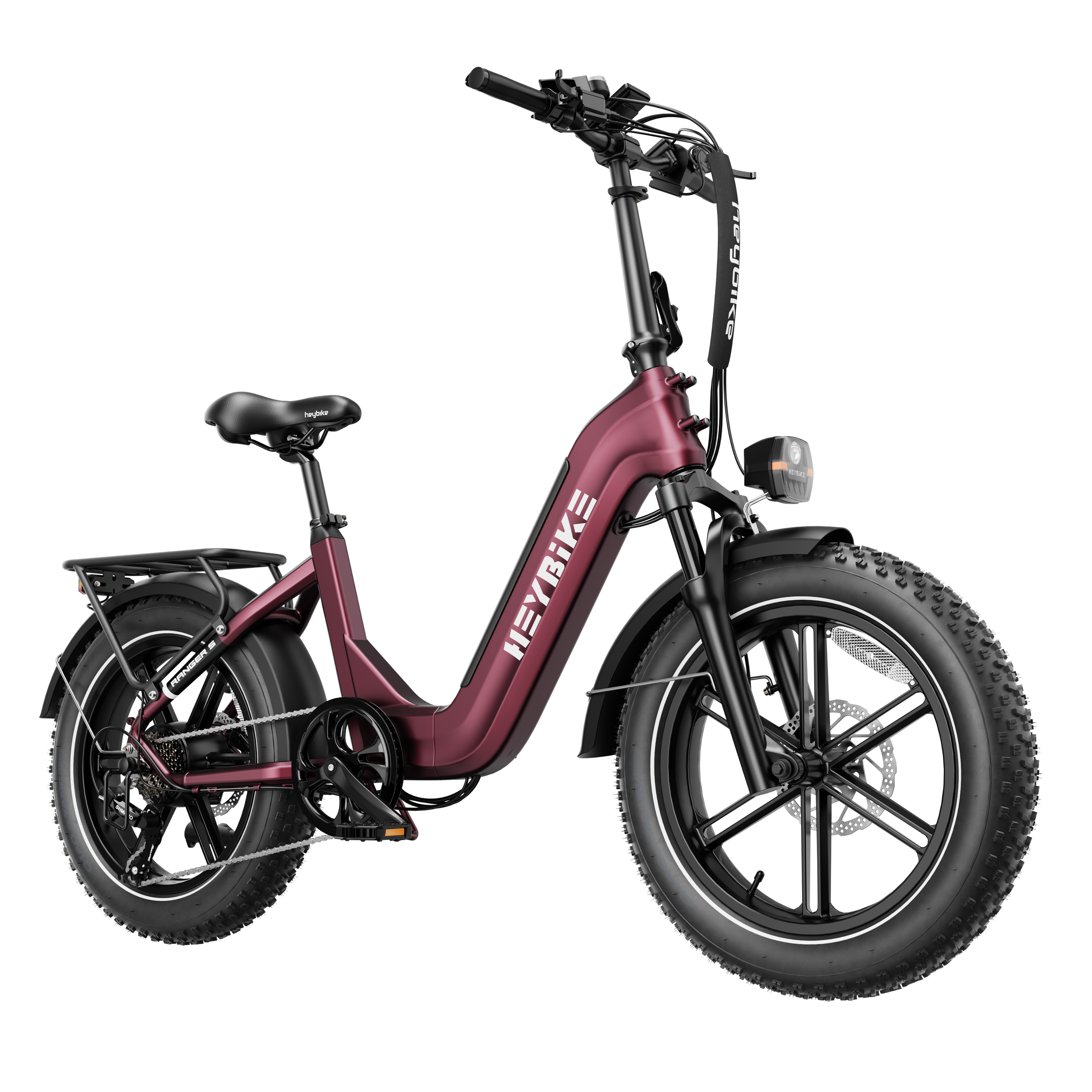 Heybike - Ranger S 750W - Foldable Step-Thru Fat-Tire Ebike 55mi Max Range 28mph Hydraulic Disc Brakes - UL Certified - Red