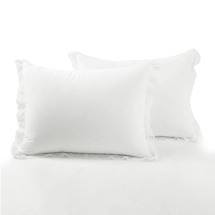 Back. Hivvago - King size White 5-Piece Lightweight Polyester Comforter Set with Lace Trim - White.