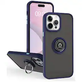 Entronix - Protective Case for iPhone 16 Pro - Matte Gripstand with Built-in Kickstand - Navy