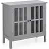 Front. Costway - Costway Storage Buffet Cabinet Glass Door Sideboard Console Table Server - Gray.