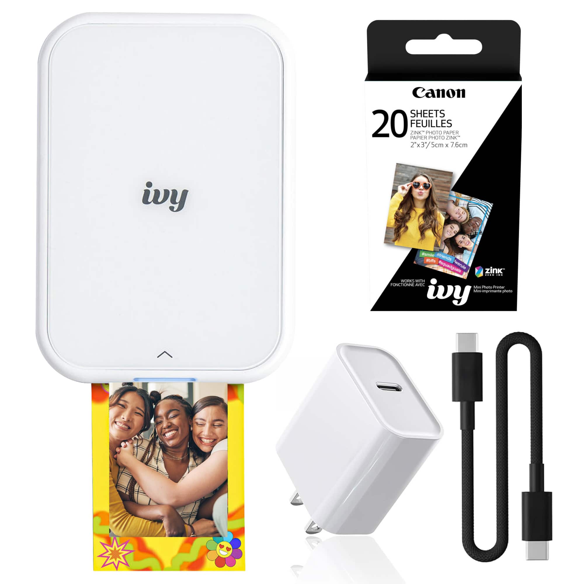 Canon - IVY 2 Mini Photo Printer Pure White, Bluetooth Portable Printer for iOS & Android, ZINK 2x3 Sticky-Back Photo Prin price history on PriceWatchPro