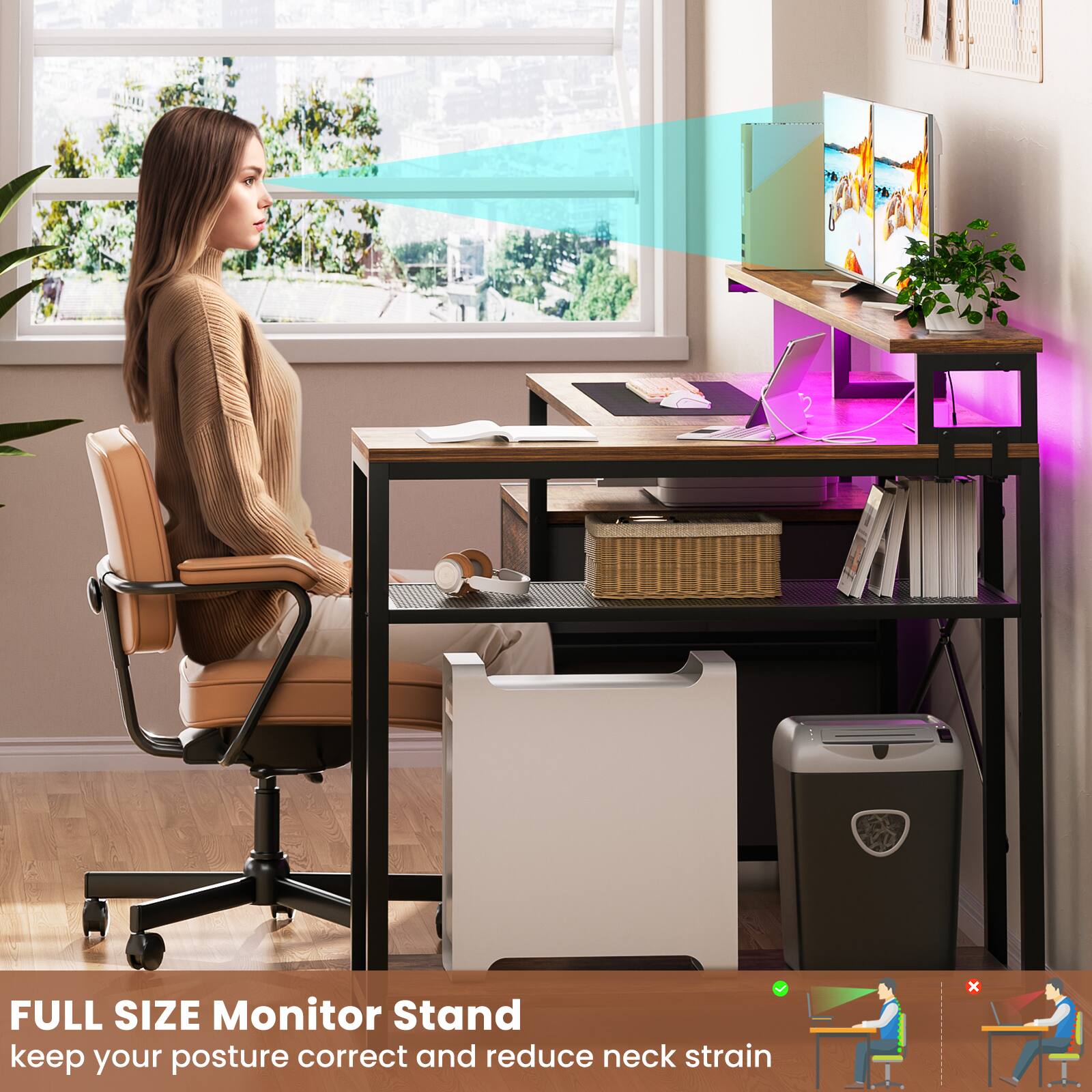 2 FULL SIZE Monitor Stand  
keep your posture correct and reduce neck strain