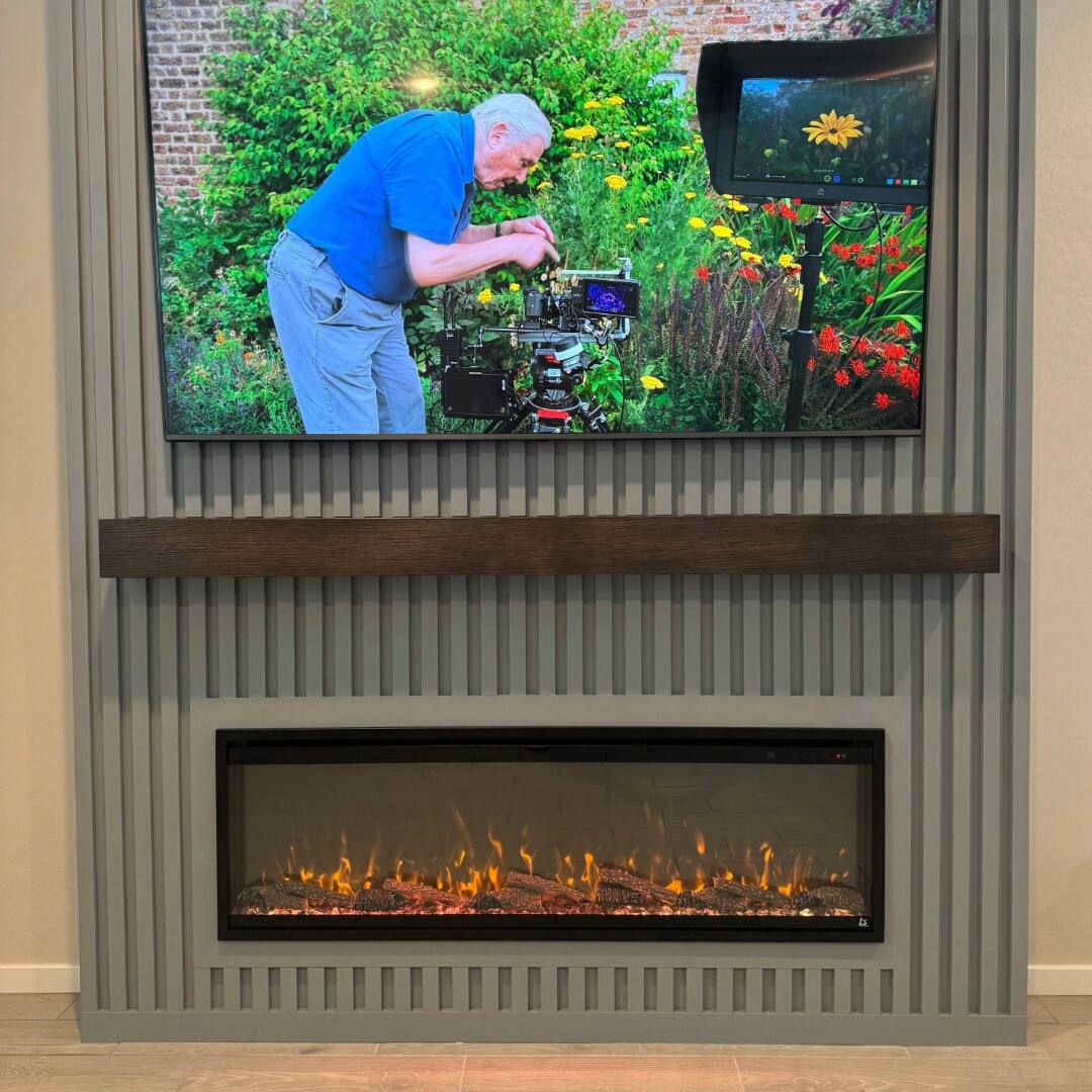 Alt View 6. Touchstone Home Products - 60 in. Wall Mounted Recessed Sideline Elite Pro Smart Electric Fireplace 1500W - Black.