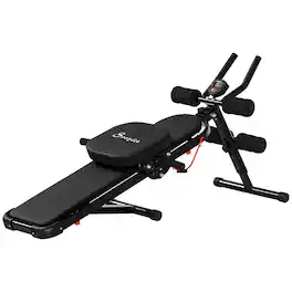 Soozier - Multi-Purpose Ab Workout Equipment, Foldable Ab Machine, Adjustable Sit Up Bench & Weight Bench - Black