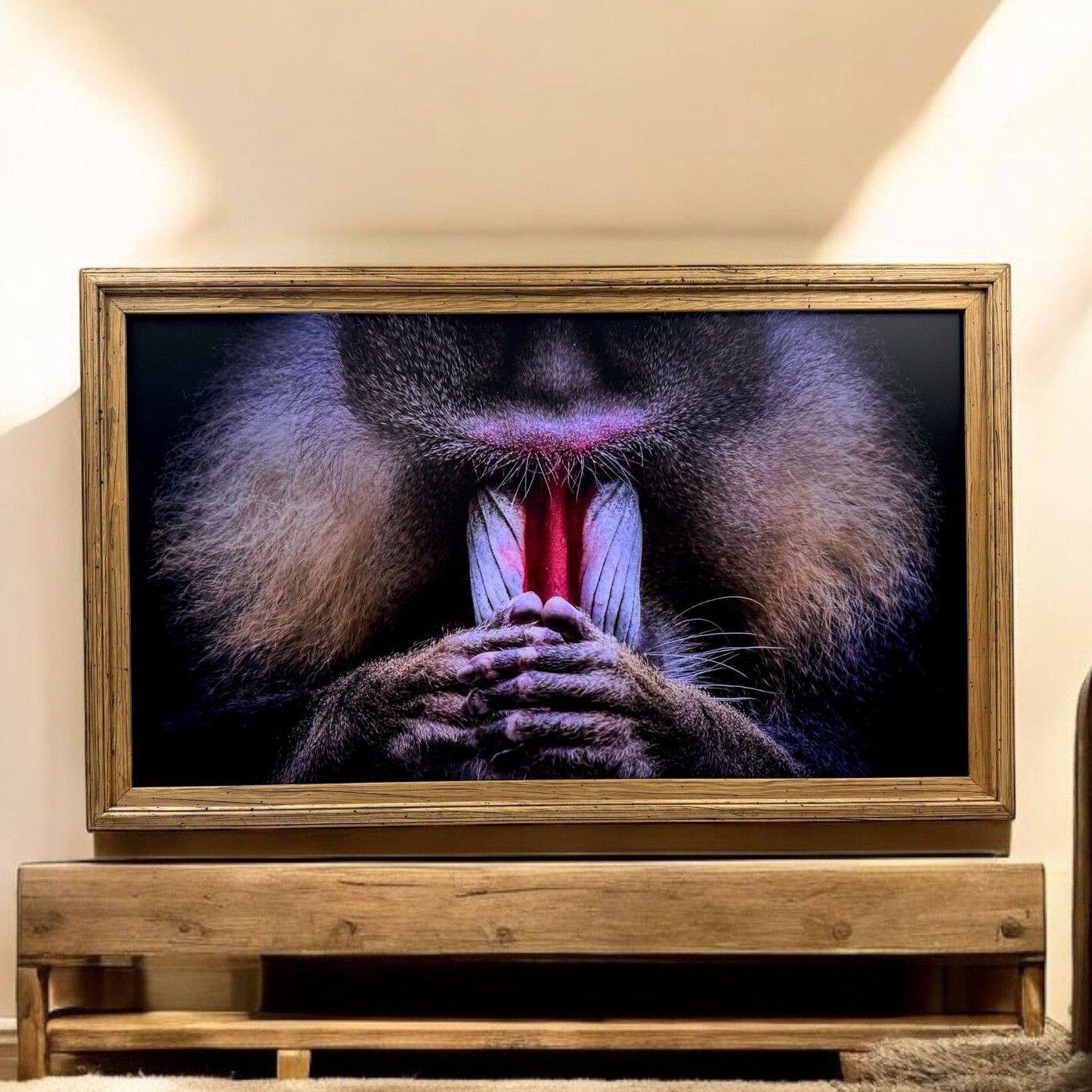 Alt View 10. LAREDO FRAME FACTORY - 55 inch Handmade Tv frame for Samsung The Frame tv and Frame Pro Model - RUSTIC LIGHT WOOD.