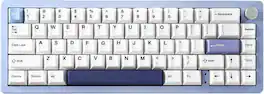 Wikistore - AL66 Wireless Mechanical Keyboard,65% Knob Contro Hot Swappable Pre-lubed Switches, Gasket Mounted RGB Milk Switch - Blue