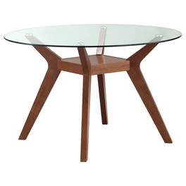 Coaster Co. of America - Paxton Round 48-inch Glass Top Wood Dining Table Nutmeg - Brown