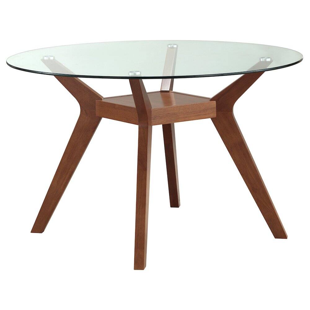 Front. Coaster Co. of America - Paxton Round 48-inch Glass Top Wood Dining Table Nutmeg - Brown.