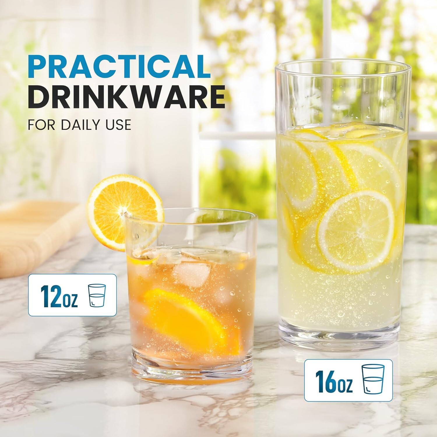 PRACTICAL DRINKWARE  
FOR DAILY USE  

12oz  
16oz