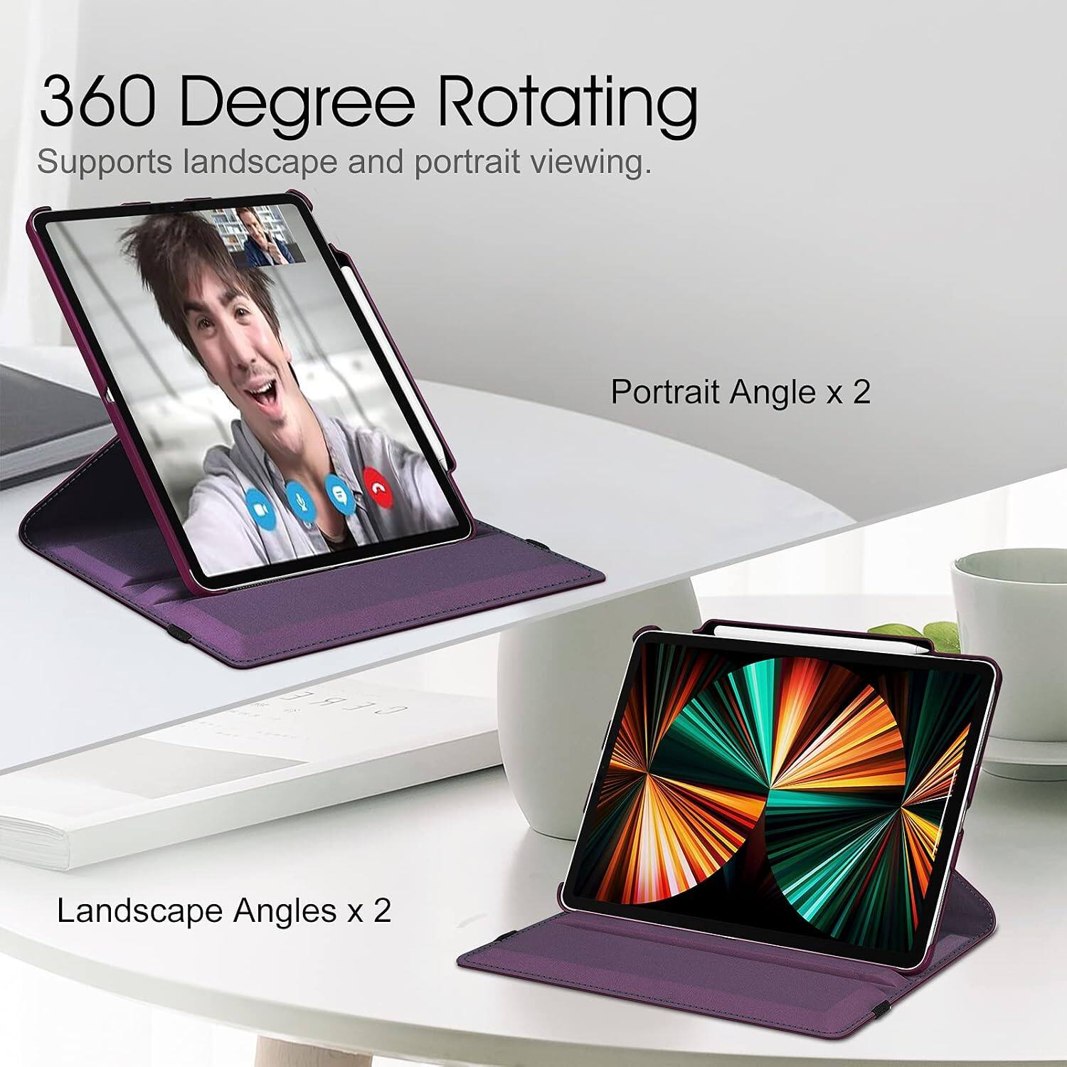 360 Degree Rotating  
Supports landscape and portrait viewing.  
Portrait Angle x 2  
Landscape Angles x 2