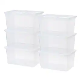 IRIS USA - Plastic Storage Bin Tote Organizing Container with Latching Lid, Shoe Box, Clear
