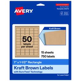 Avery - Avery® Kraft Rectangle Labels, 1" x 1.5", 750 Total - Brown