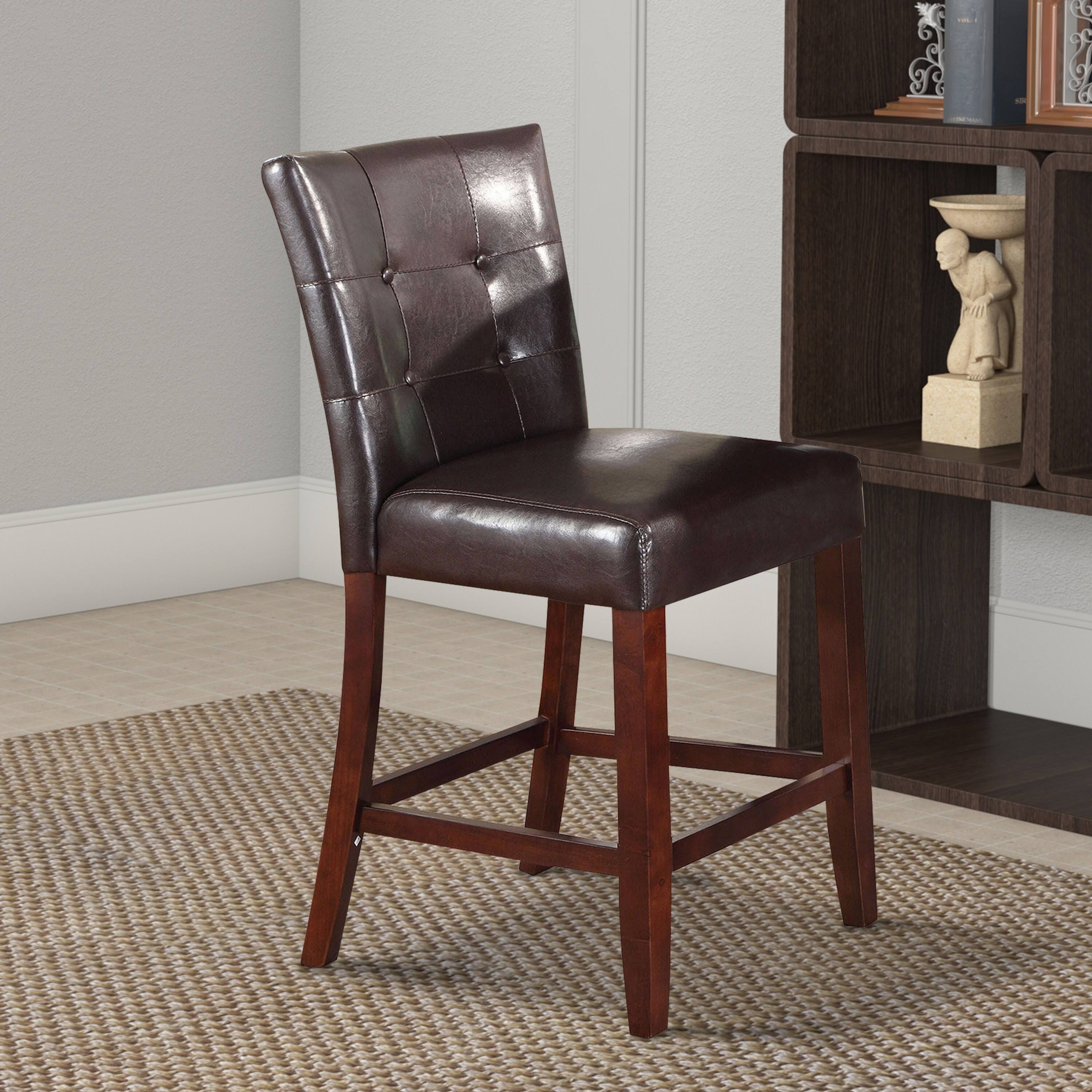 Alt View 8. Manhattan Lane - Leather Upholstered Wooden Counter Height ChairViet Nam, Set Of 2 - Brown.