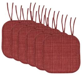 Sweet Home Collection - Aria Memory Foam Non-Slip 16" x 16" Chair Cushion Pad with Ties, 6-Pack - Burgundy