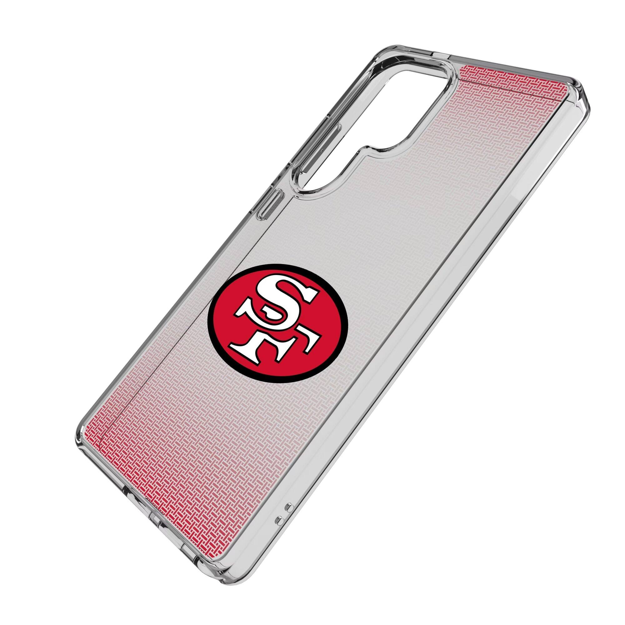 Alt View 1. Keyscaper - San Francisco 49ers Linen Logo Galaxy Clear Case - S22 - Multicolor.