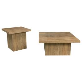 Manhattan Lane - Darla 2Pc Square Coffee-End Table Set, Block Base, Wood - Mango Brown