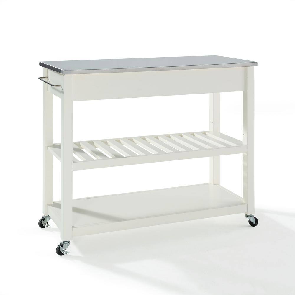 Left. Crosley Furniture - Stainless Steel Top Kitchen Prep Rolling Cart - White.