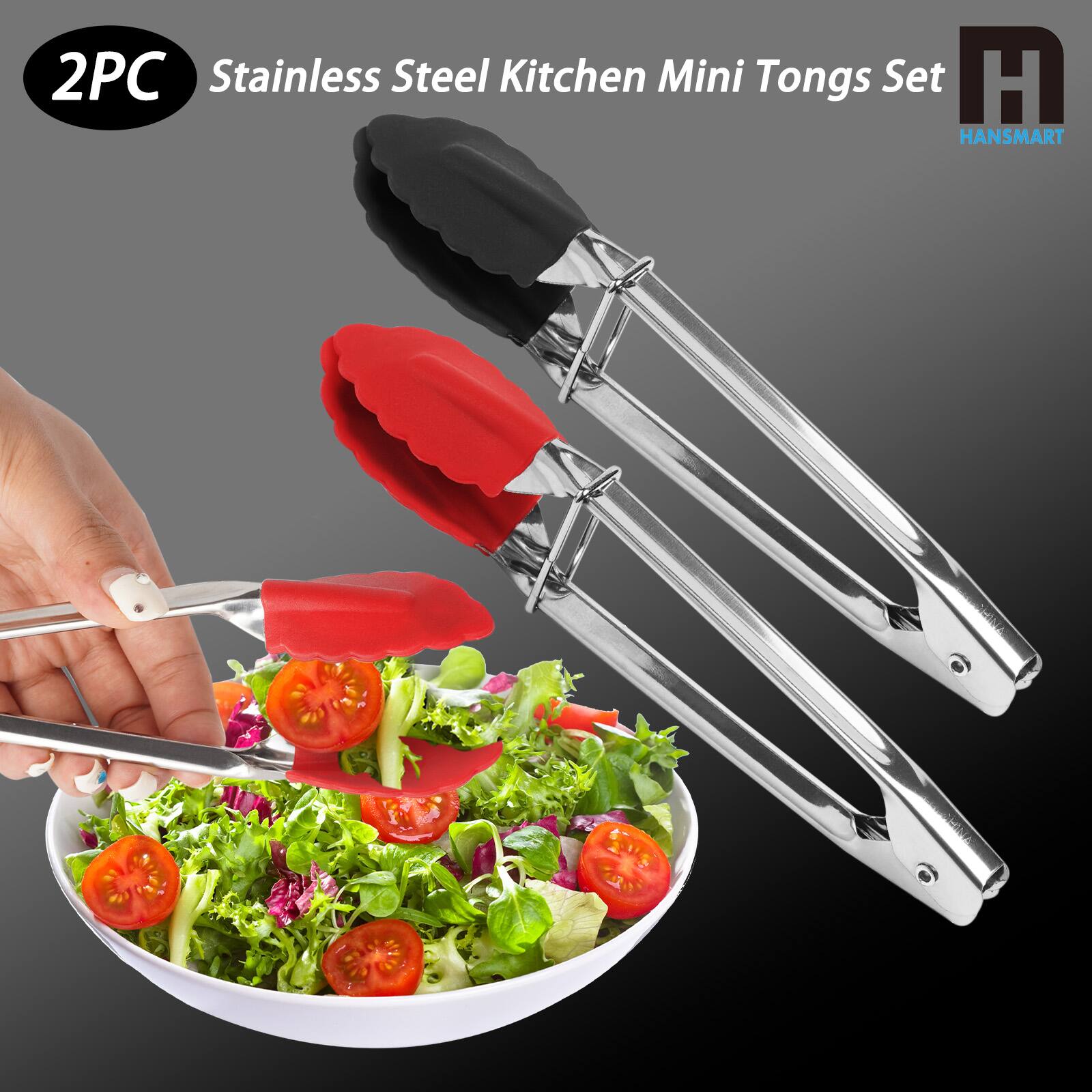 2PC Stainless Steel Kitchen Mini Tongs Set  
HANSNART