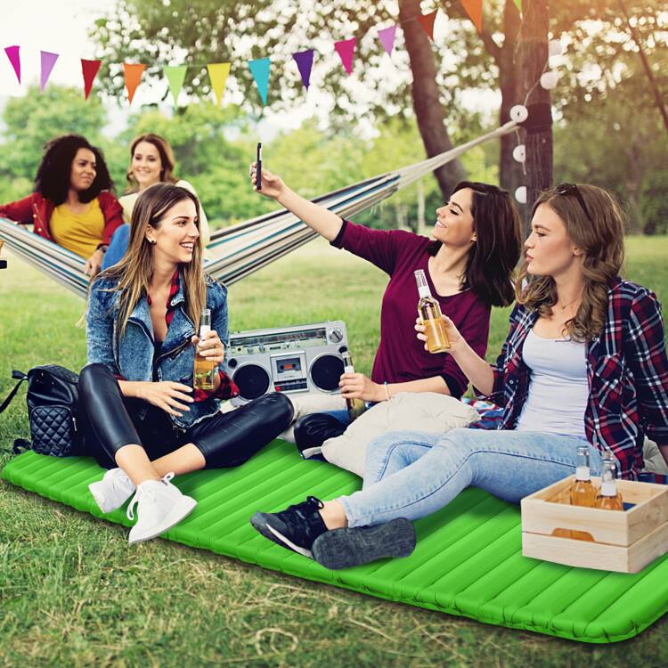 Alt View 7. Ecooso - 3 Inch Thick Inflatable Camping Sleeping Pad Waterproof - Green.