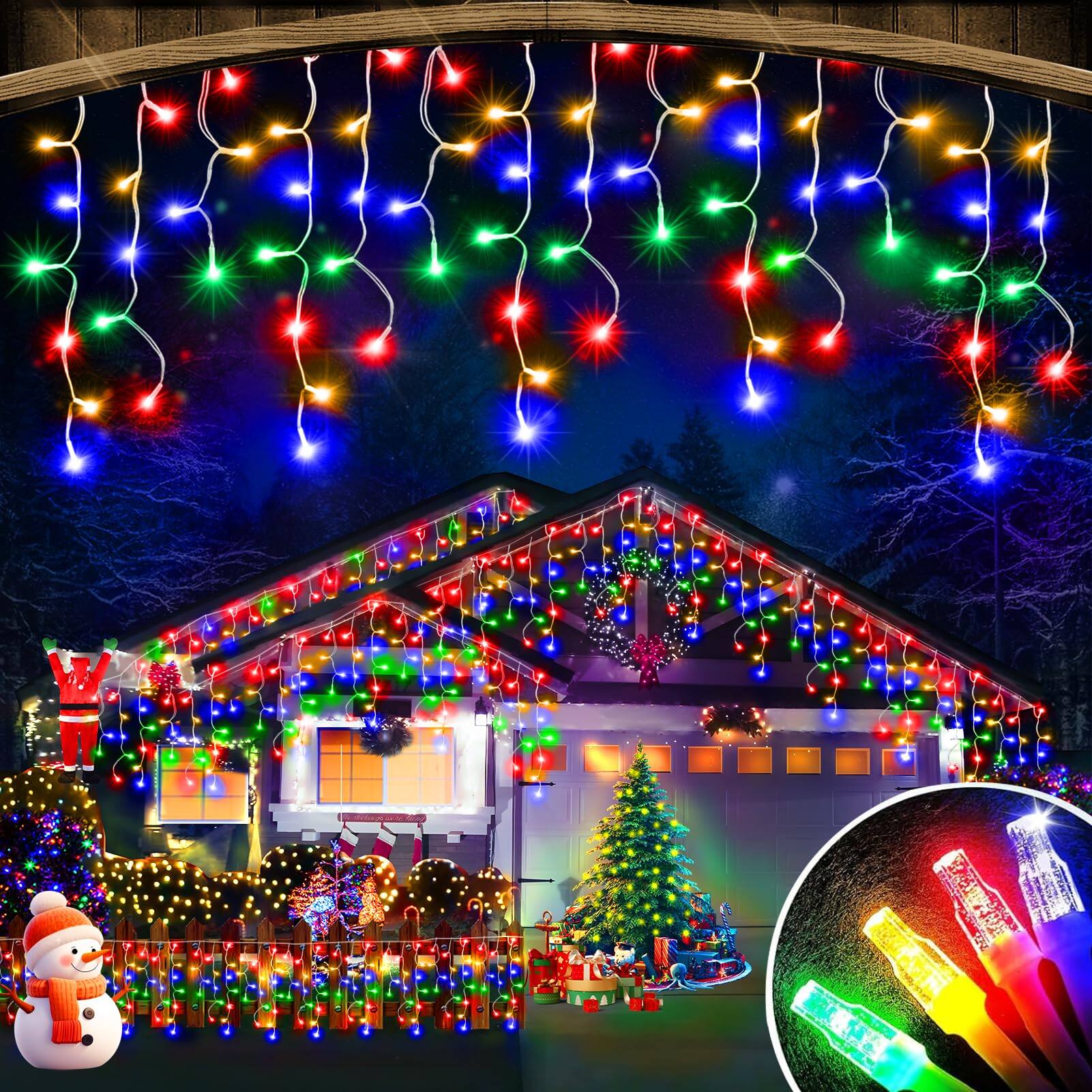 VEGA AUTOMOTIVE - 480 Christmas Lights 8 Modes With Timer Dimmable Ice Outdoor Waterproof Indoor String For Roof Porch Garden - Multicolor 98FT 900LED