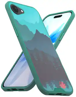 Smartish - iPhone 17e/16e MagSafe Case - Gripmunk Protective Slim Grip Magnetic Cover - Moving Mountains - Green