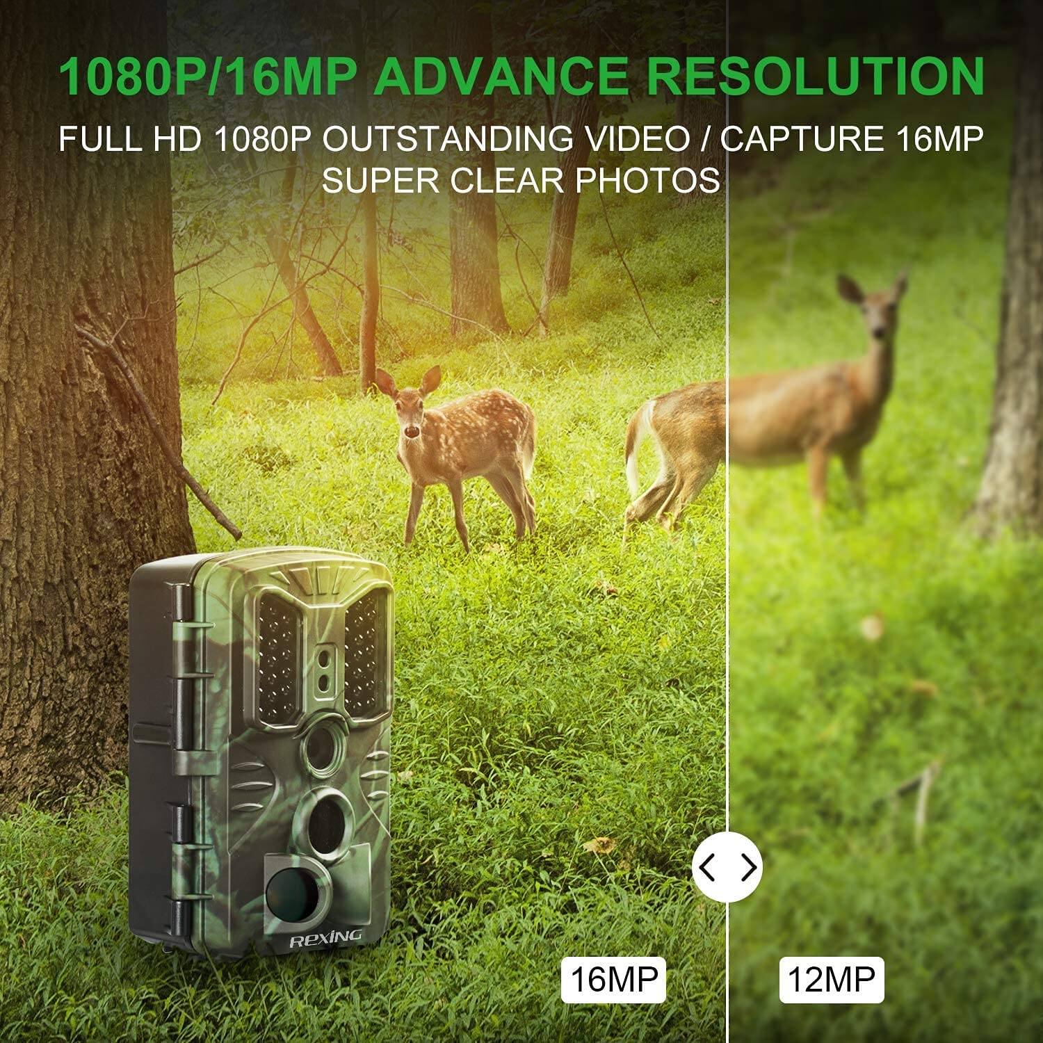 1080P/16MP ADVANCE RESOLUTION  
FULL HD 1080P OUTSTANDING VIDEO / CAPTURE 16MP  
SUPER CLEAR PHOTOS  

16MP  
12MP