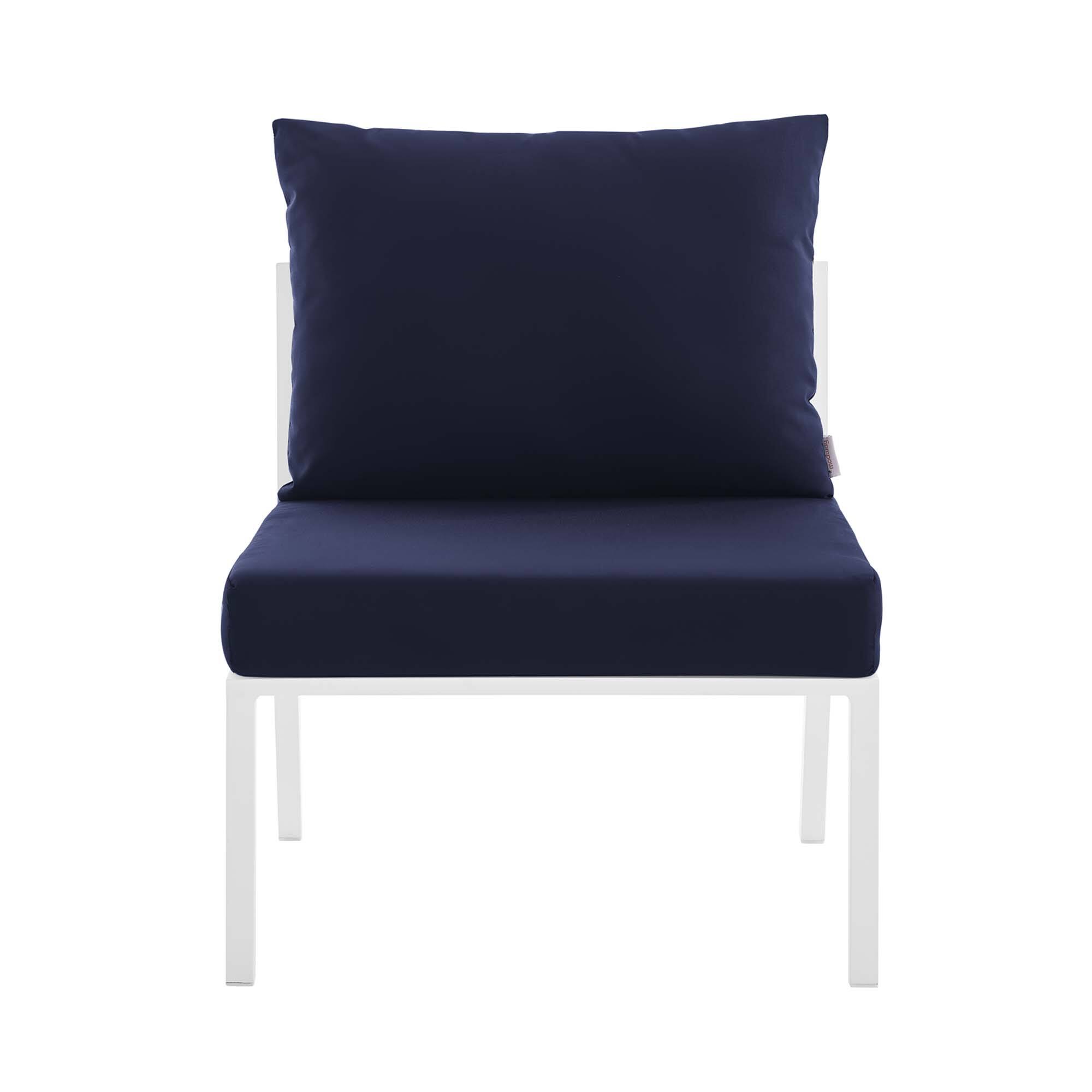 Alt View 2. Modway - Riverside Outdoor Patio Aluminum Armless Chair by Modway - White Navy.