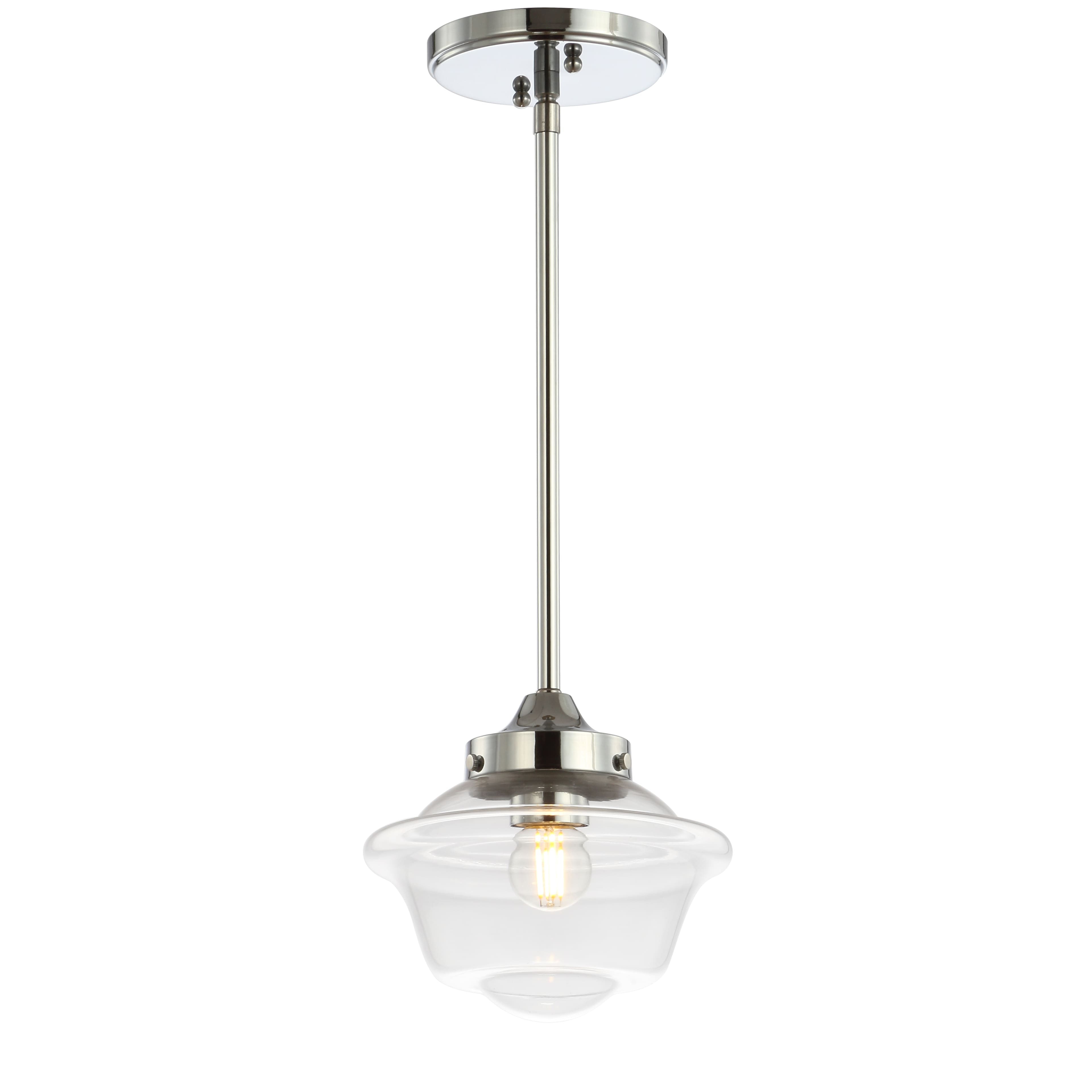 "Jonathan Y - Kurtz 7.25"" Adjustable Drop Metal/Glass LED Pendant - Chrome" price history on PriceWatchPro