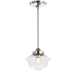 Jonathan Y - Kurtz 7.25" Adjustable Drop Metal/Glass LED Pendant - Chrome