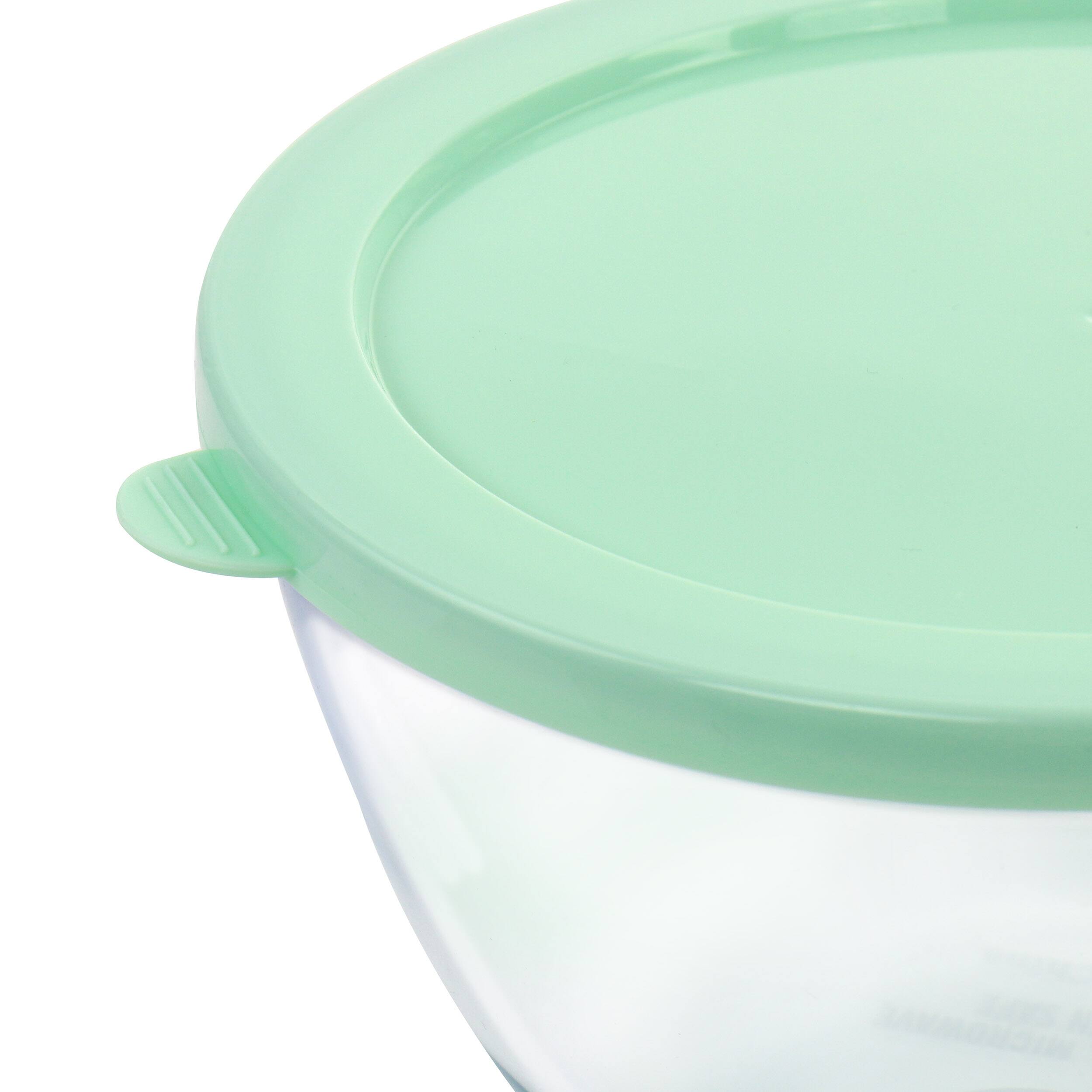 Left. Martha Stewart - Martha Stewart 6 Piece Borosilicate Glass Prep Bowl Set with Plastic Lids in Mint - Mint.