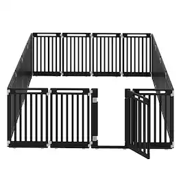 Gymax - Indoor Outdoor Dog Playpen w/Door Lock 31.5'' Height 16 Panels for RV Camping - Black
